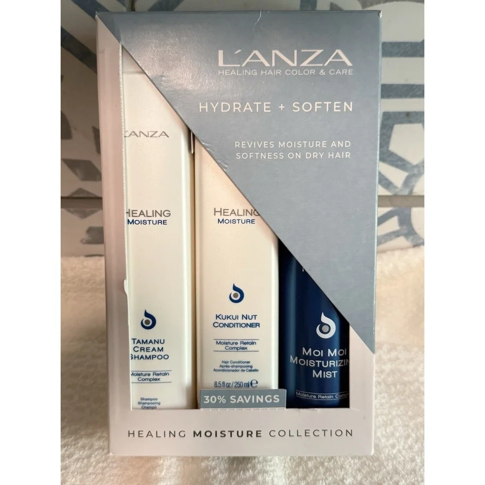 L'ANZA Healing Moisture Trio Gift Set Full Size Shampoo Conditioner Mist‎